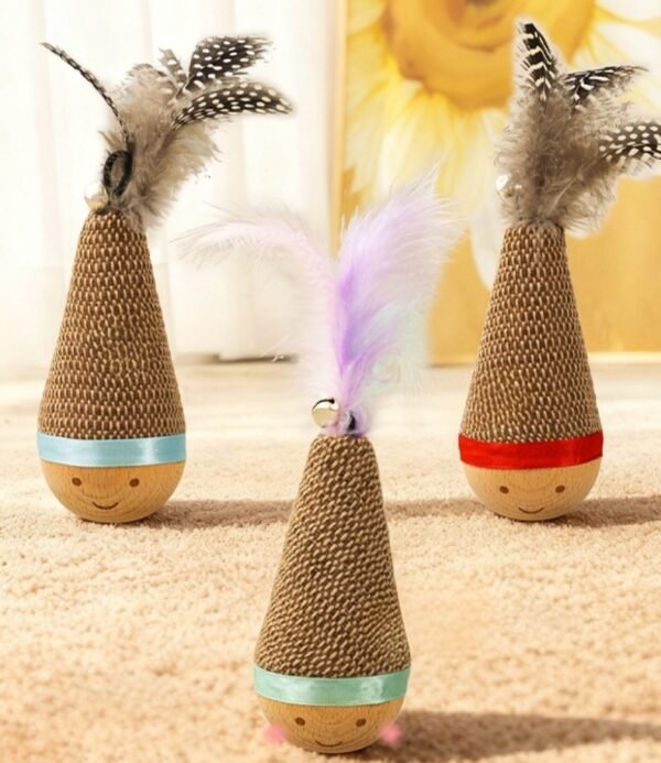 Natural Beech Wood Feather Tumbler Cat Toy
